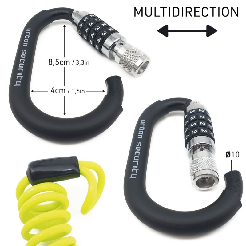 Moschettone Antifurto Lampa Nero Con Combinazione, Per Moto, Bici, Casco, Zaini, Borse, EAN 8000692905999
