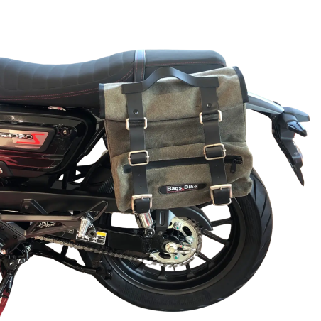 Bags&Bike SAHARA-V-HGB-SX Borsa laterale singola SX in Canvas Verde Per Honda GB 350 S Dal 2025