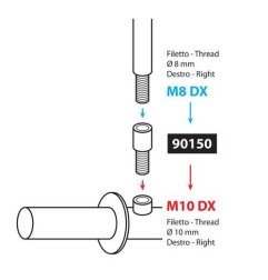 Lampa 90150 adattatore specchietto moto 8mm destro -10mm destro