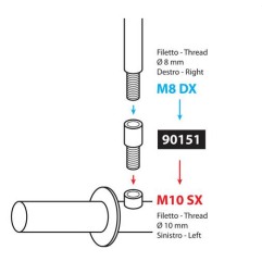 Lampa 90151 adattatore specchietto moto 8mm destro -10mm sinistro