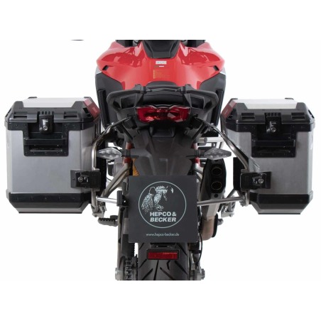 Hepco Becker 6517680 00 22 00-40 Supporto laterale in acciaio inox con valigie laterali Xplorer per Ducati Multistrada V4 / S /