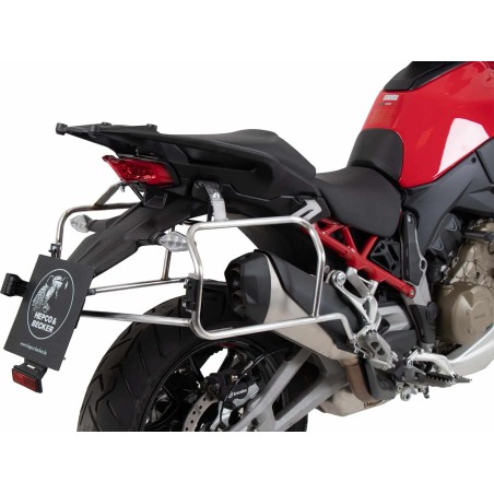 Hepco Becker 6517680 00 22 00-40 Supporto laterale in acciaio inox con valigie laterali Xplorer per Ducati Multistrada V4 / S /
