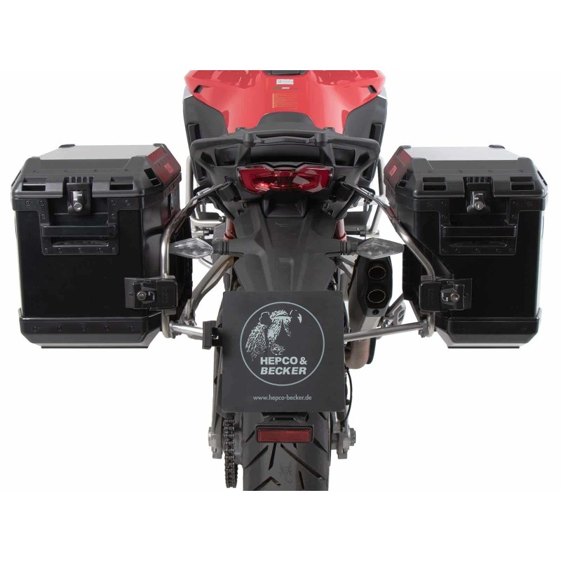 Hepco Becker 6517680 00 22 01-40 Portavaligie laterale in acciaio inox con valigie Xplorer nero per Ducati Multistrada V4 / S /