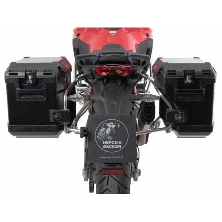 Hepco Becker 6517680 00 22 01-40 Portavaligie laterale in acciaio inox con valigie Xplorer nero per Ducati Multistrada V4 / S /