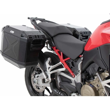 Hepco Becker 6517680 00 22 01-40 Portavaligie laterale in acciaio inox con valigie Xplorer nero per Ducati Multistrada V4 / S /