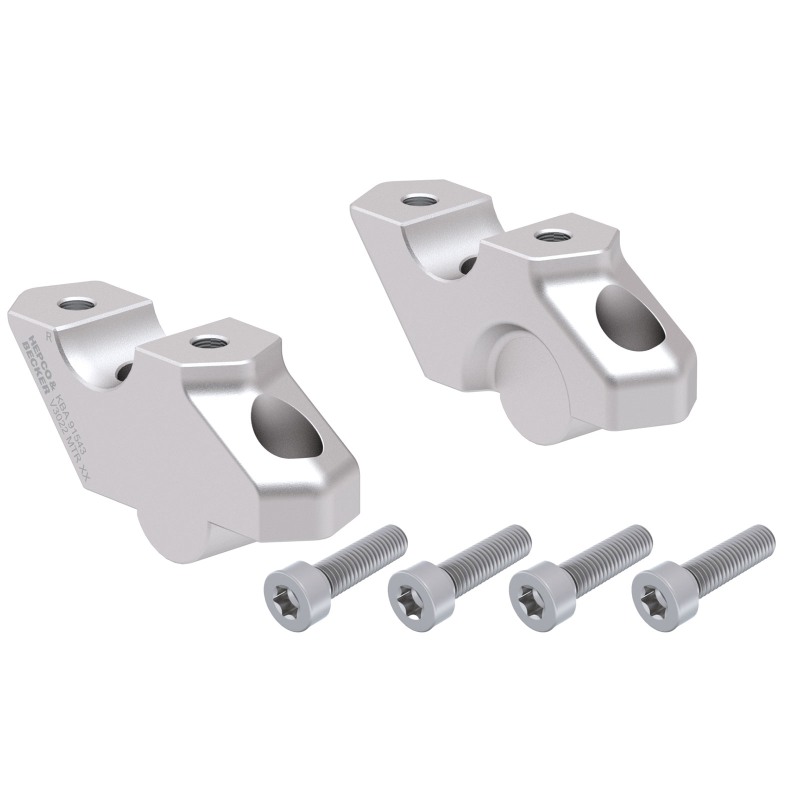 Hepco Becker 42456512 00 09 Rialzo manubrio con offset 30 mm alto, 22 mm indietro, argento per BMW F 750 GS dal 2018 al 2023