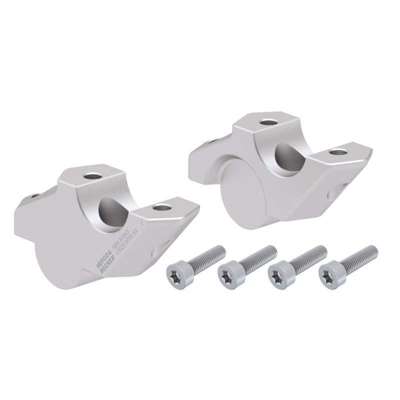 Hepco Becker 42456535 00 09 Rialzo manubrio con offset 30 mm alto, 25 mm indietro, argento per BMW F 900 GS Adventure dal 2024