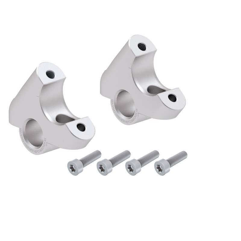 Hepco Becker 42456514 00 09 Rialzo Manubrio con Offset 30 mm Alto, 24 mm Indietro, Argento per BMW R 1250 GS dal 2018 al 2023