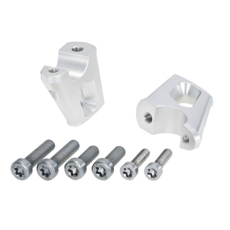 Hepco Becker 42456506 00 09 Rialzo manubrio con offset 25 mm alto, 23 mm indietro, argento per BMW R nineT Urban G/S dal 2017 al