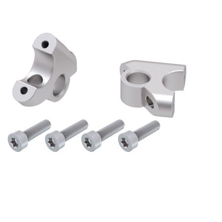 Hepco Becker 4245675 00 09 Rialzo manubrio con offset 30 mm alto, 24 mm indietro, argento per BMW S 1000 XR dal 2015 al 2019