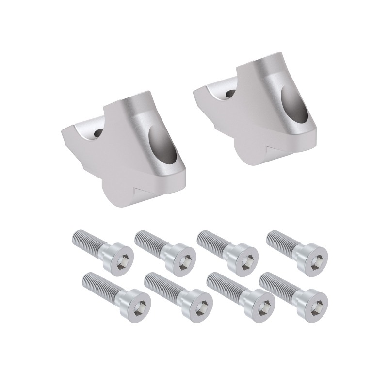 Hepco Becker 42457651 00 09 Rialzo manubrio con offset 30 mm alto, 21 mm indietro, argento per Royal Enfield Super Meteor 650 da