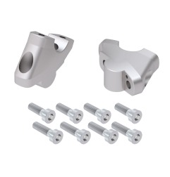 Hepco Becker 42457651 00 09 Rialzo manubrio con offset 30 mm alto, 21 mm indietro, argento per Royal Enfield Super Meteor 650 da
