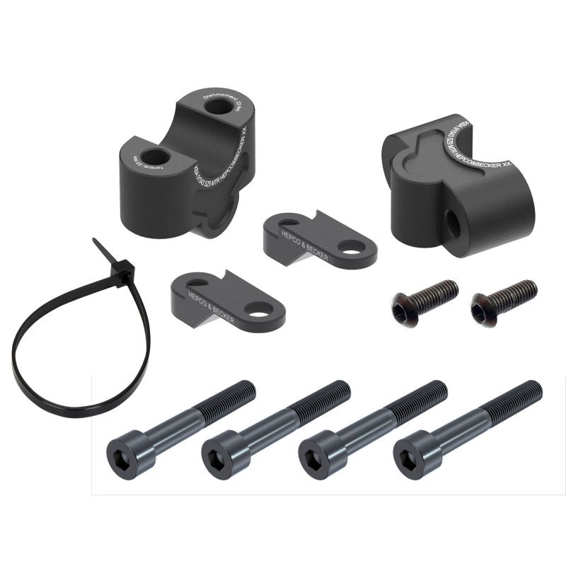 Hepco Becker 42352529 25 01 Rialzo manubrio 25 mm nero con supporto per maschera frontale per Kawasaki Z 900 / SE dal 2017 al 20