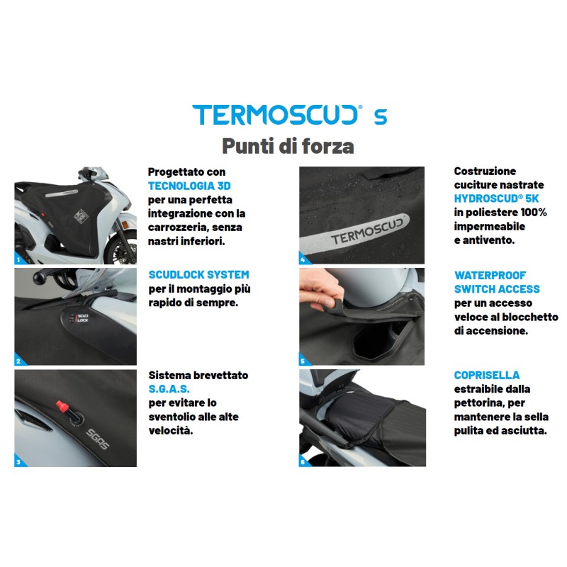 TERMOSCUDO Coprigambe Termico Per Yamaha X-Max 125/250 (2010-2013) – Impermeabile, Antisventolio S.G.A.S., Tasca E Coprisella