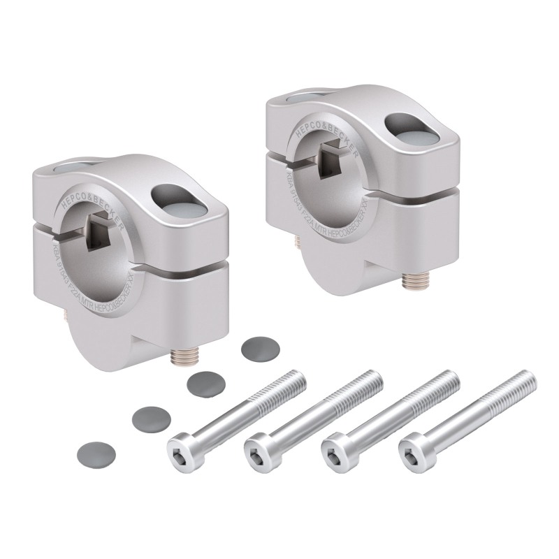 Hepco Becker 42307563 20 09 Rialzo manubrio Hepco&Becker per KTM 1090 Adventure R dal 2017 al 2018, 20mm - argento