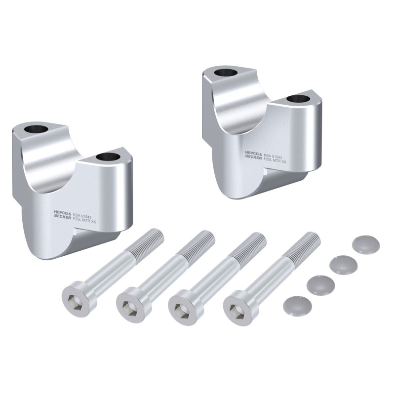 Hepco Becker 42307603 25 09 Rialzo manubrio per KTM 1290 Super Duke R dal 2020 al 2023, 25mm - argento