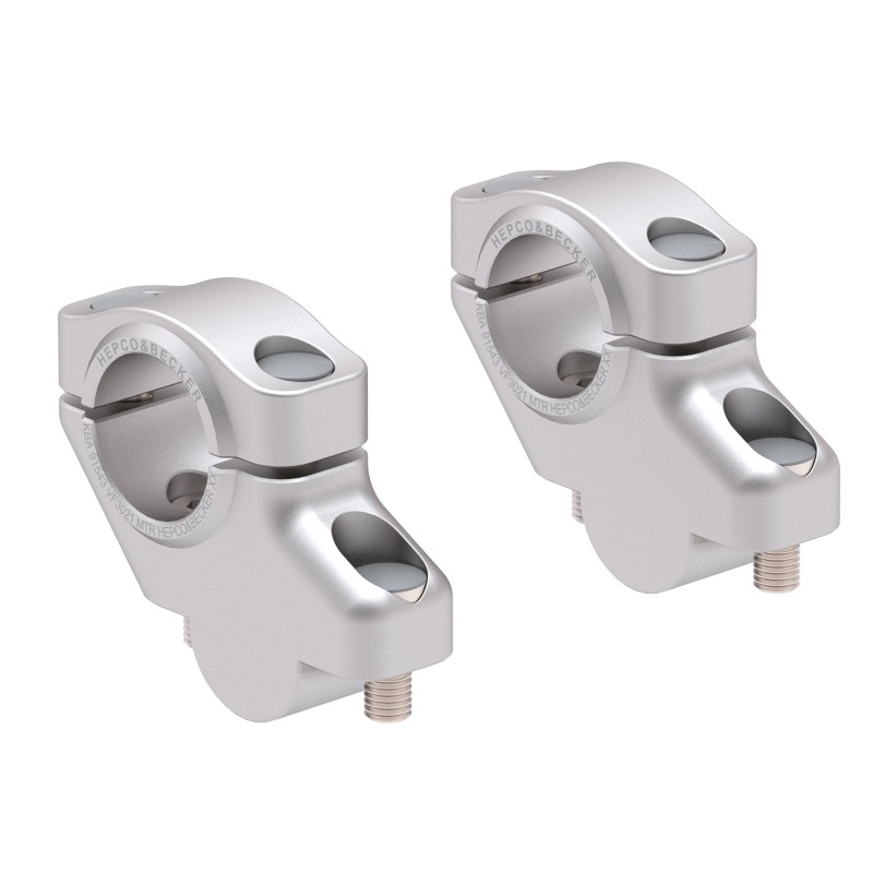 Hepco Becker 4240763 00 09 Rialzo Manubrio Offset per KTM 990 Supermoto R dal 2007 al 2013, 30mm su, 21mm indietro - argento