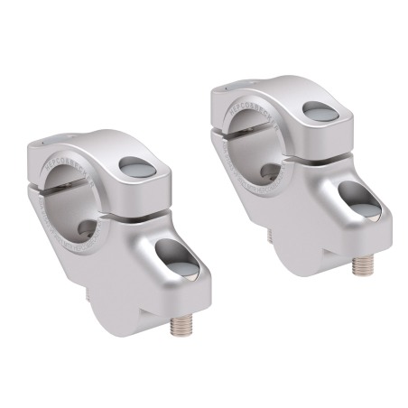 Hepco Becker 4240763 00 09 Rialzo Manubrio Offset per KTM 990 Supermoto R dal 2007 al 2013, 30mm su, 21mm indietro - argento