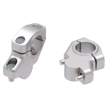 Hepco Becker 4240763 00 09 Rialzo Manubrio Offset per KTM 990 Supermoto R dal 2007 al 2013, 30mm su, 21mm indietro - argento