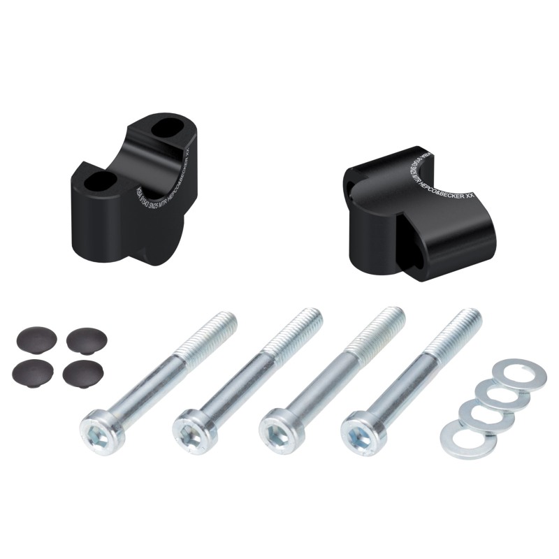 Kit 2 Supporti Rialzo Manubrio Moto 7/8" (22mm) Nero In Alluminio - Universale