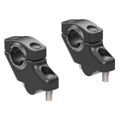 Hepco Becker 42407619 00 01 Rialzo Manubrio Offset per Royal Enfield Meteor 350 dal 2021 30mm su, 21mm indietro, nero