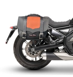 Bags & Bike CLASSIC NC CALI Borsa Laterale Classic Nera E Cuoio Pvc Pu Pelle Idrorepellente Per Moto Morini Calibro Dal 2024