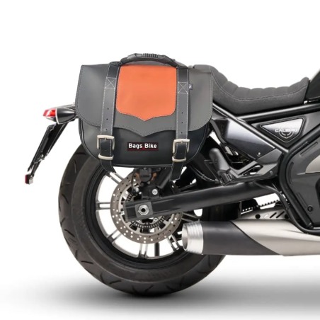 Bags & Bike CLASSIC NC CALI Borsa Laterale Classic Nera E Cuoio Pvc Pu Pelle Idrorepellente Per Moto Morini Calibro Dal 2024