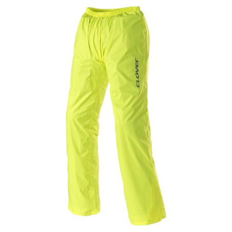 Clover 16002 Pantaloni Impermeabili Antipioggia Traspiranti Neri E Giallo Fluo Con Inserti Rifrangenti