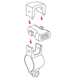 38832 Usb-Fix Tube, caricatore Usb 12/24V con fissaggio a manubrio e connettori a forcella - Fast Charge - 2400 mA - 12/24V