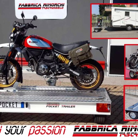 Pocket Trailer Carrello porta moto Rimorchio trasversale timone reclinabile