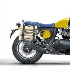 Bags & Bike Sahara-BEARG Borsa Laterale Sahara Canvas Grigia Con Finiture Cuoio Per Royal Enfield Bear 650
