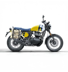 Bags & Bike Sahara-BEARG Borsa Laterale Sahara Canvas Grigia Con Finiture Cuoio Per Royal Enfield Bear 650