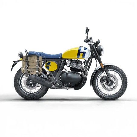 Bags & Bike Sahara-BEARV Borse Laterali Sahara In Canvas Verde Per Royal Enfield Bear 650