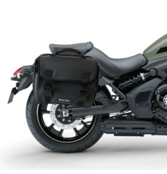 Bags & Bike ADVENTUR-K-VUL Borsa Laterale Per Kawasaki Vulcan 650 In Pelle O Pvc Idrorepellente, Apertura Dall’alto, Capacità 12