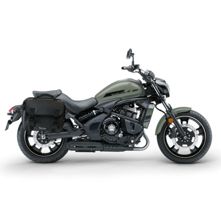 Bags & Bike ADVENTUR-K-VUL Borsa Laterale Per Kawasaki Vulcan 650 In Pelle O Pvc Idrorepellente, Apertura Dall’alto, Capacità 12