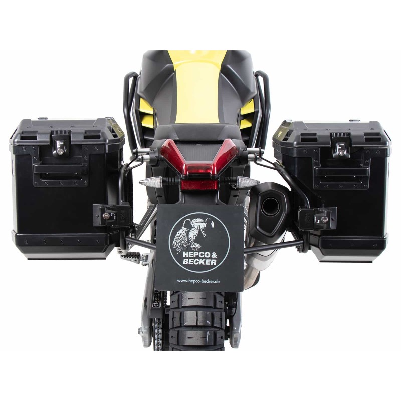 Hepco Becker 6517686 00 01-01-40 Sidecarrier Cutout nero con valigie laterali Xplorer nere per Aprilia Tuareg 660 dal 2025 Hepco Becker 6517686 00 01-01-40 Sidecarrier Cutout nero con valigie laterali Xplorer nere per Aprilia Tuareg 660 dal 2025