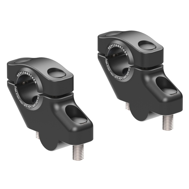 Hepco Becker 42407646 00 01 Rialzo Offset Manubrio per Royal Enfield Interceptor 650 dal 2018, 30mm su, 21mm indietro, nero