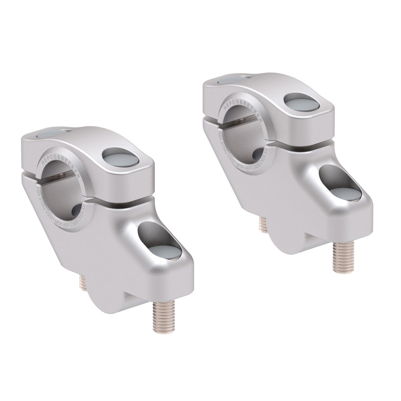 Hepco Becker 42407646 00 09 Rialzo manubrio offset per Royal Enfield Interceptor 650 dal 2018, 30mm su, 21mm indietro, argento