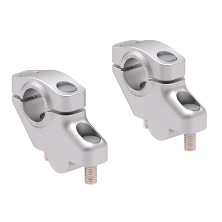 Hepco Becker 42407646 00 09 Rialzo manubrio offset per Royal Enfield Interceptor 650 dal 2018, 30mm su, 21mm indietro, argento