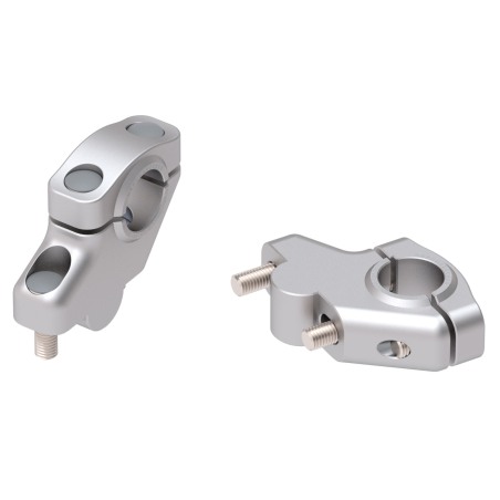 Hepco Becker 42407646 00 09 Rialzo manubrio offset per Royal Enfield Interceptor 650 dal 2018, 30mm su, 21mm indietro, argento