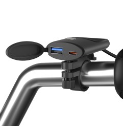 Kappa KS121 caricatore USB doppio A+C IP67 per moto 22-25 mm