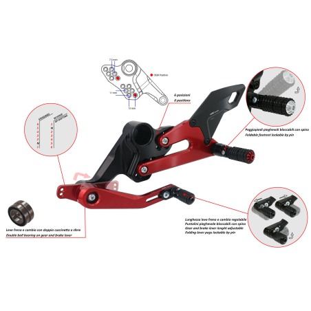 CNC Racing Pedane Regolabili Per Aprilia Rs 660 E Tuono 660 In Alluminio Anodizzato