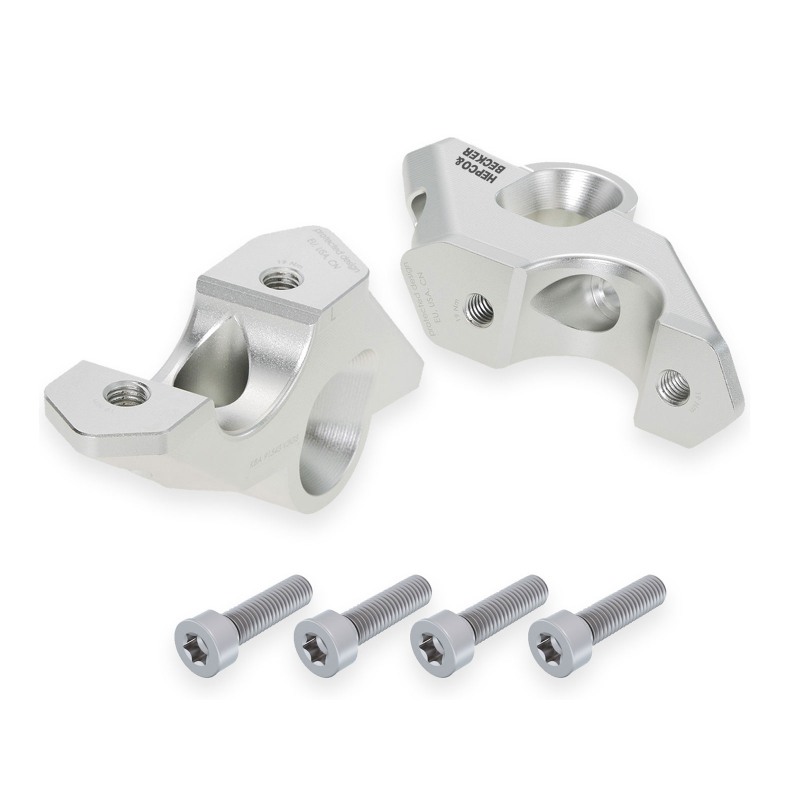 Hepco Becker 42456547 00 09 Rialzo Manubrio con Offset 30 mm alto, 33 mm indietro, argento per BMW R 1300 RT dal 2025