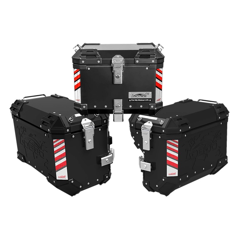 LOBOO PIKE TRACKER Tris valigie alluminio nere laterali e bauletto