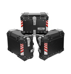 LOBOO Tris valigie in alluminio nero: 35L SX 30L DX e 36L Bauletto