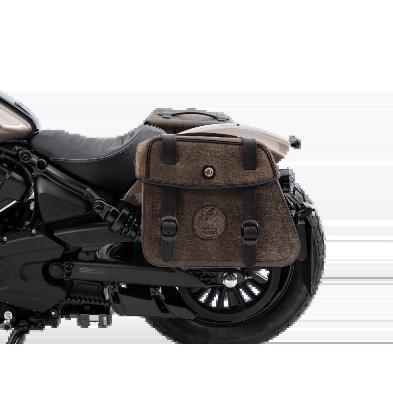 Hepco Becker 6277697 00 08 Set: Portaborse tubolare Cutout con borse in pelle Rugged marroni per Indian Scout Bobber dal 2025