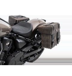Hepco Becker 6277697 00 08 Set: Portaborse tubolare Cutout con borse in pelle Rugged marroni per Indian Scout Bobber dal 2025