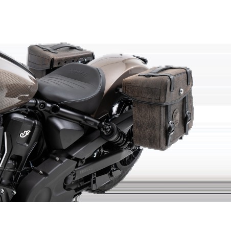 Hepco Becker 6277697 00 08 Set: Portaborse tubolare Cutout con borse in pelle Rugged marroni per Indian Scout Bobber dal 2025