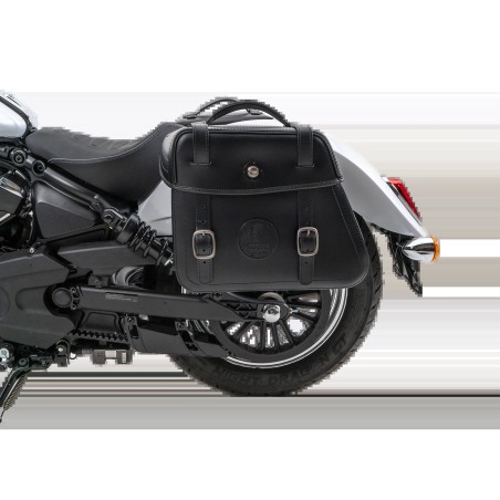 Hepco Becker 6277698 00 01 Set: Supporto tubolare Cutout con borse in pelle Rugged nere per Indian Scout Classic dal 2025