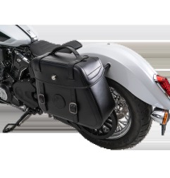 Hepco Becker 6277698 00 01 Set: Supporto tubolare Cutout con borse in pelle Rugged nere per Indian Scout Classic dal 2025